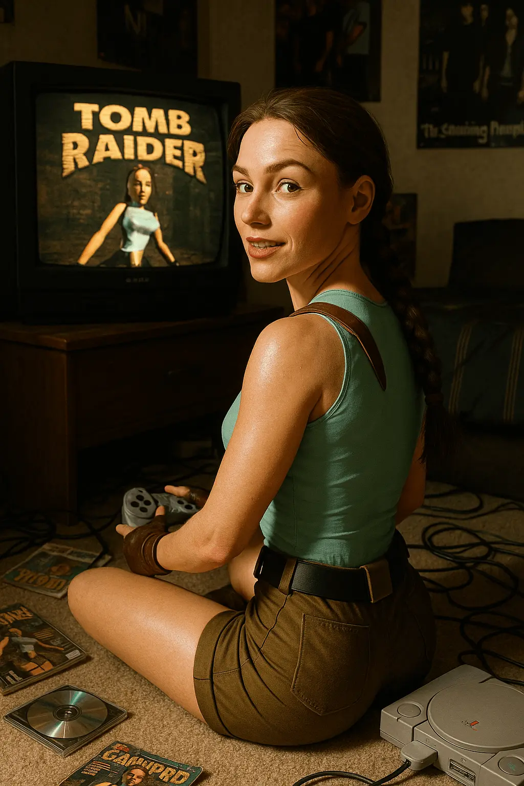 Lara Croft 90s Gaming Scene