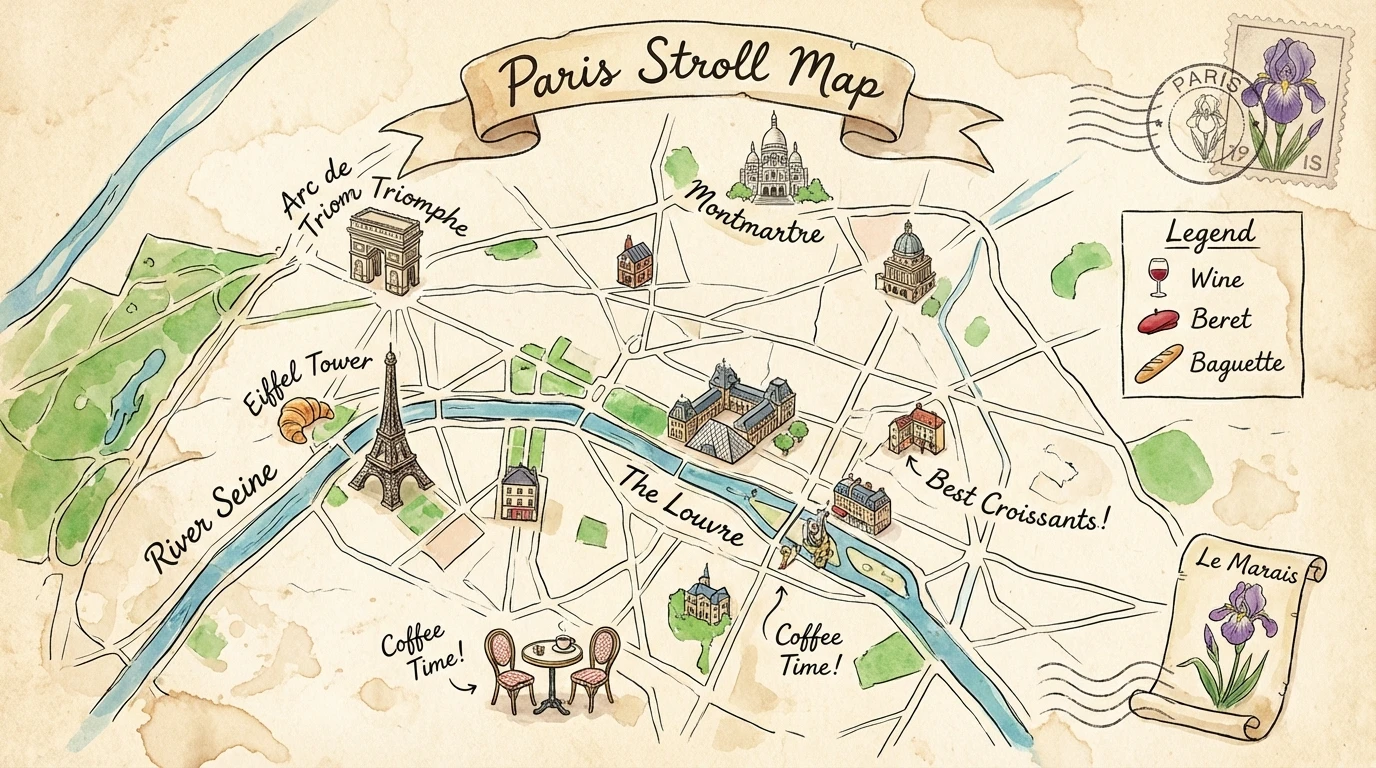 Paris illustrated map