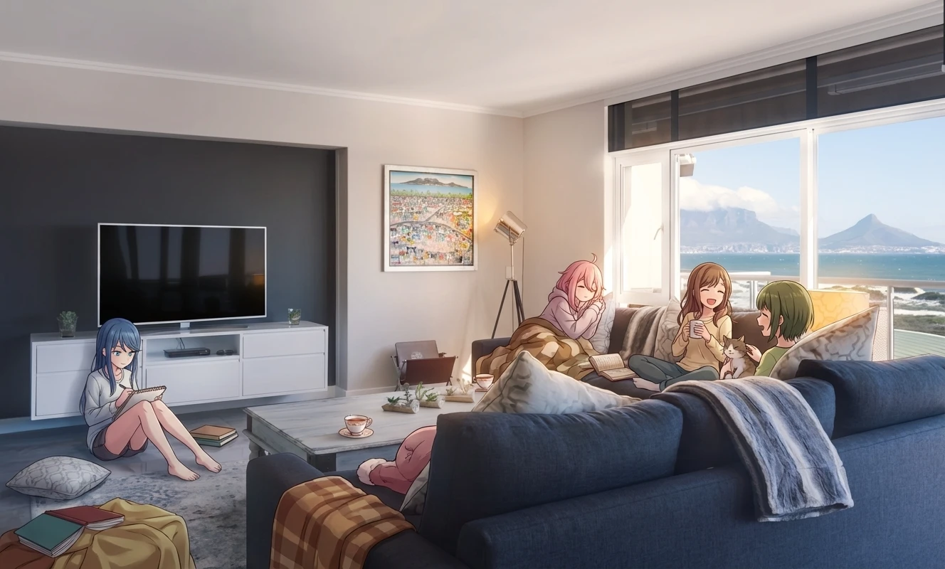Anime girls cozy room
