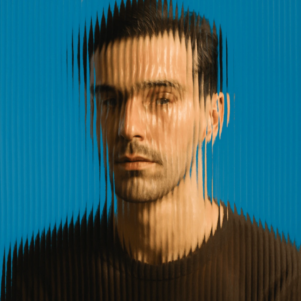Glass-distorted portrait